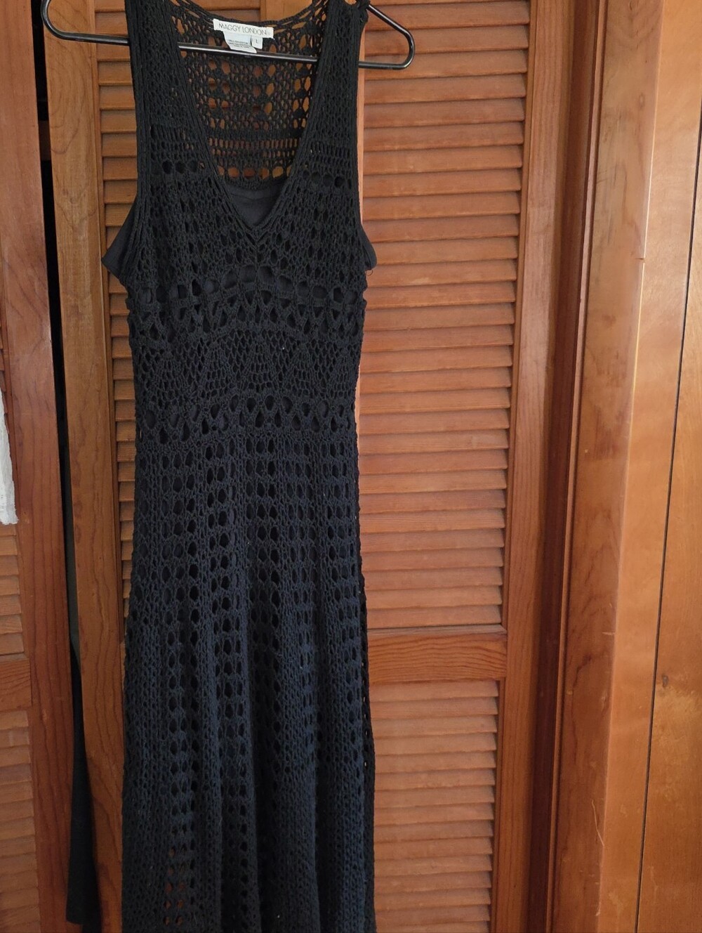 Maggy London Black Crochet Maxi Dress